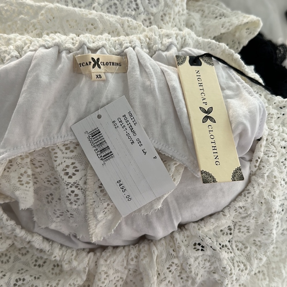 NIGHTCAP Free People *Diamond Lace Positano* white off shoulder jumpsuit XS - Picture 6 of 8